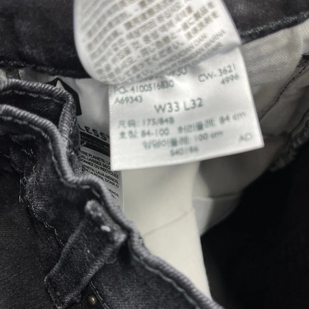 Levi's 514 Slim Straight Fit Jeans Black Denim‎ Mens 33x32 Streetwear Modern